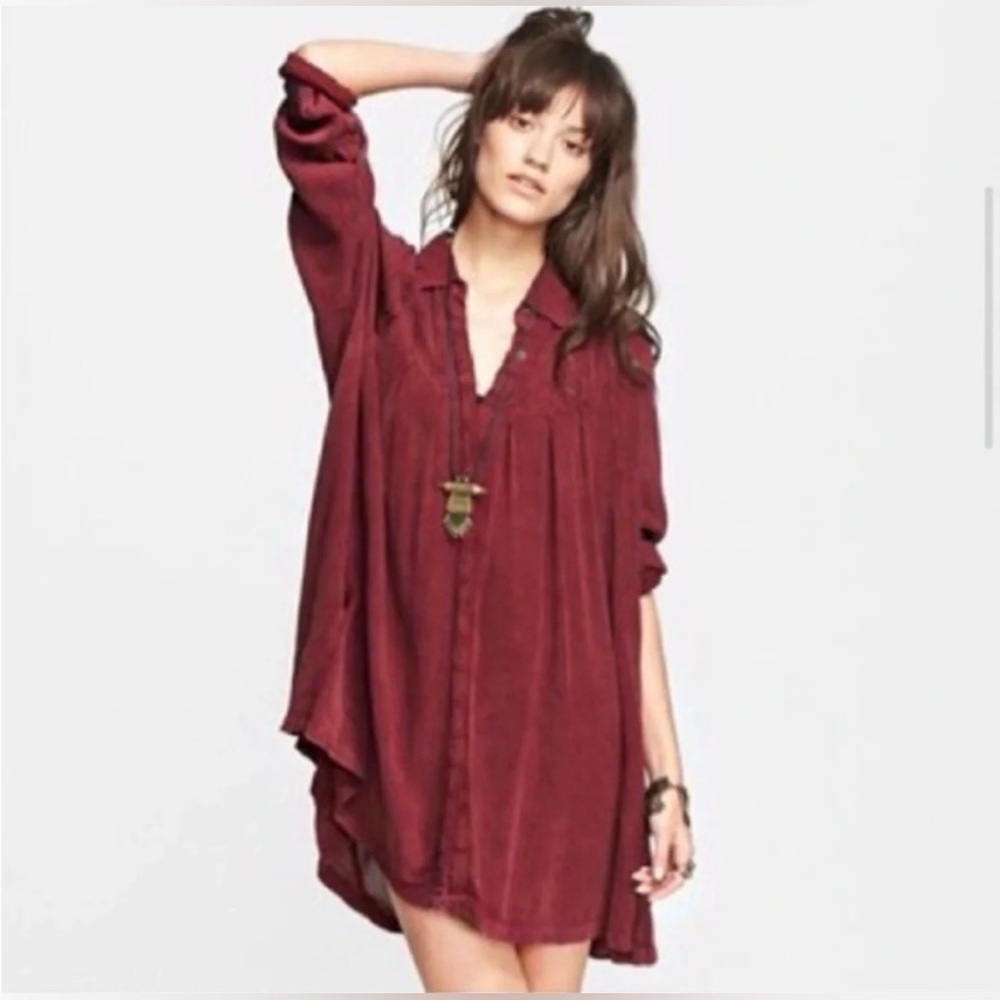 Free People Crinkle Spin Me Tunic Shirt Dress - Picture 3 of 11